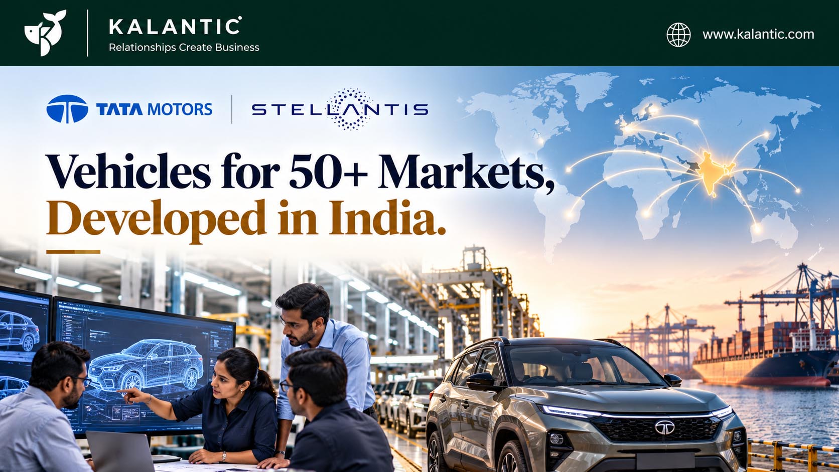 Tata Motors and Stellantis automotive partnership illustrating India's growing role in global vehicle engineering, manufacturing and exports