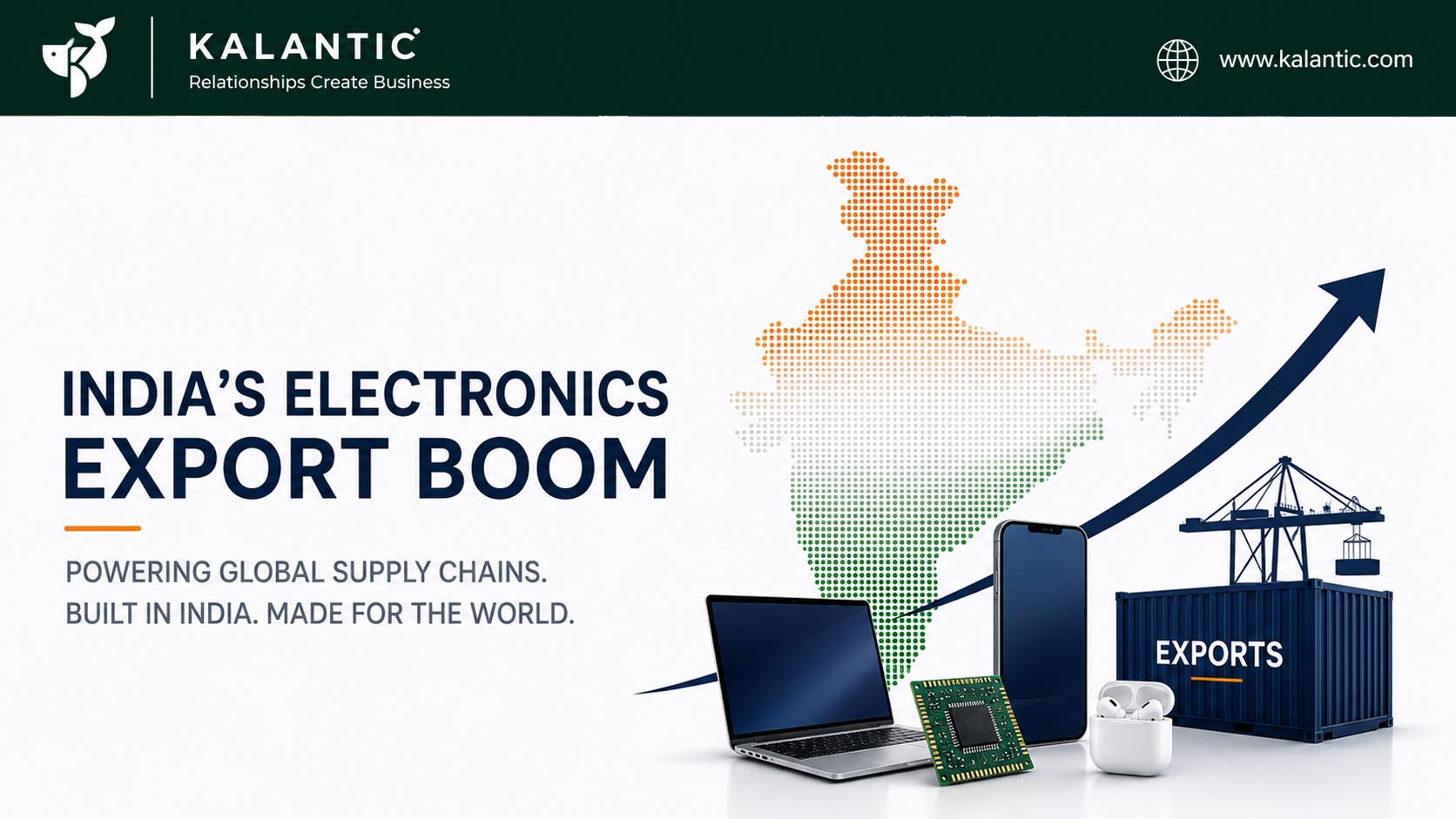 Minimal illustration representing India’s growing electronics manufacturing and export ecosystem