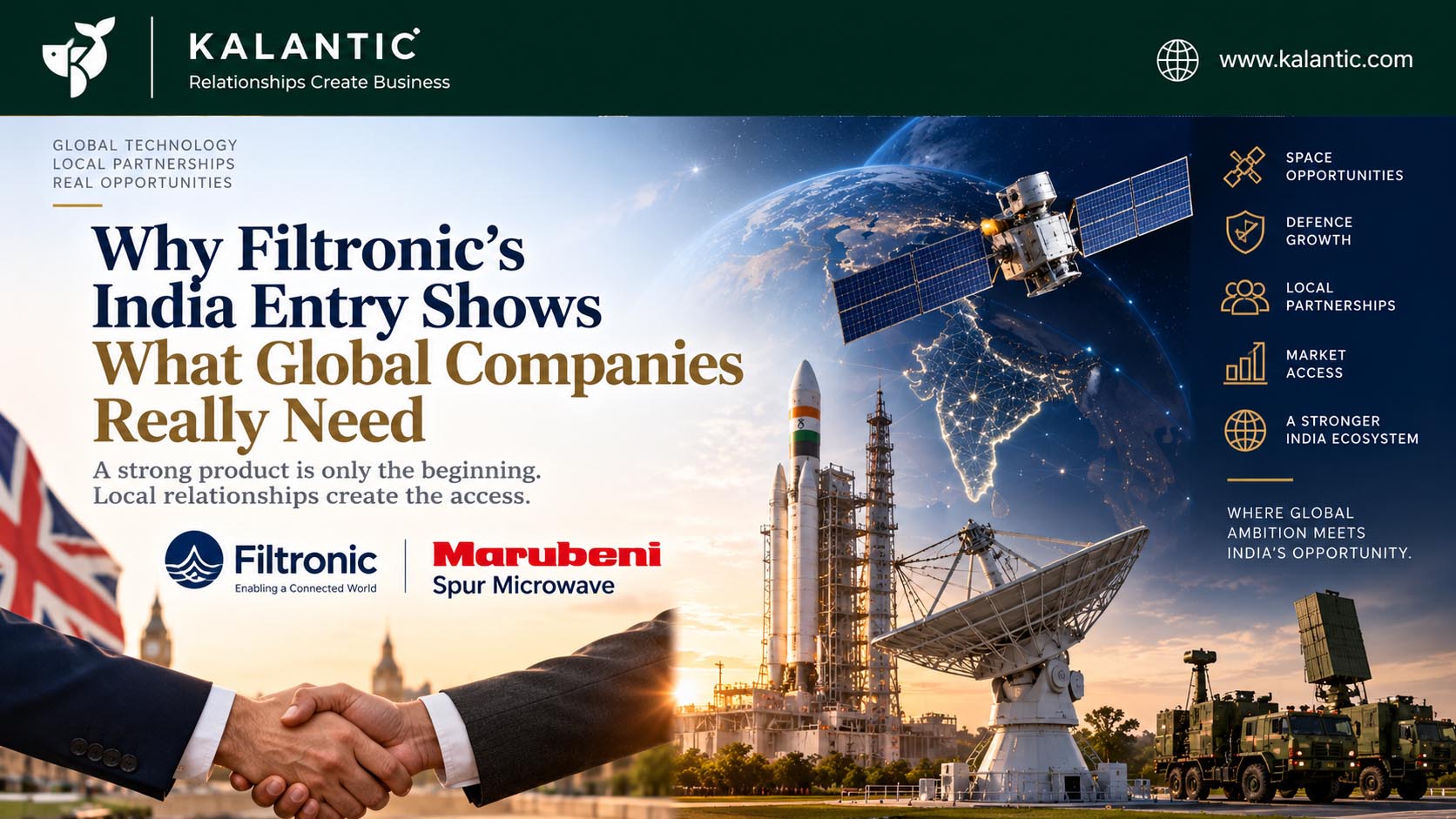 International technology company entering India’s space and defence ecosystem through a strategic local partnership, representing market access, relationships and advanced technology.